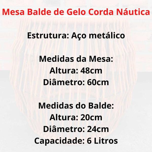 Imagem de Mesa Balde de Gelo Barril em Corda Náutica