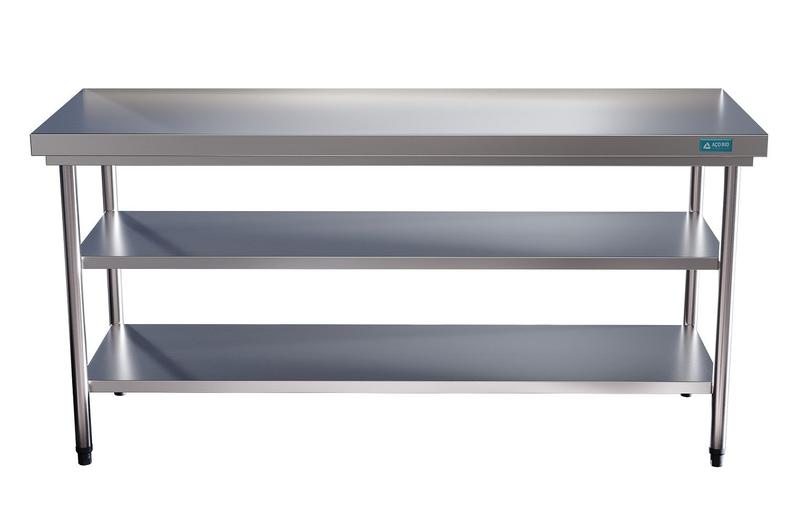 Mesa Bancada Em Aço Inox com Duas Prateleiras 180x60x85 Aço Rio Imagem de Mesa Bancada Em Aço Inox com Duas Prateleiras 180x60x85 Aço Rio