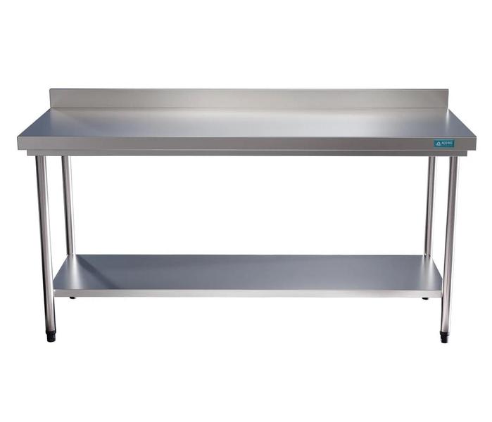 Imagem de Mesa Bancada Em Aço Inox com Espelho e Prateleira 150x60x85 Aço Rio