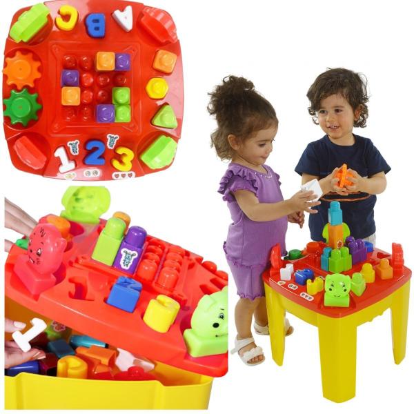 Imagem de Mesa Bebê Infantil Brinquedo Didática Divertida Educativa Criativa Interativa Com Blocos De Montar