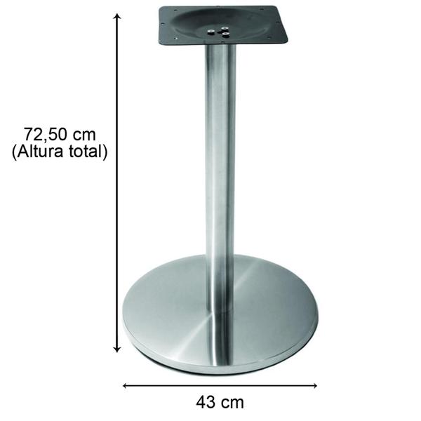 Imagem de Mesa Beta Inox 75 cm (Altura) Disco Redondo Tampo MDP Quadrado 80 cm (Larg) x 2,50 cm (Alt) Cinza