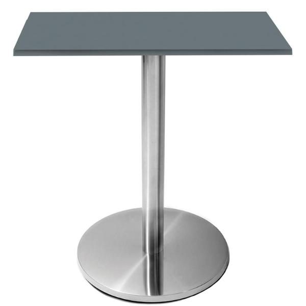 Imagem de Mesa Beta Inox 75 cm (Altura) Disco Redondo Tampo MDP Quadrado 80 cm (Larg) x 2,50 cm (Alt) Grafito