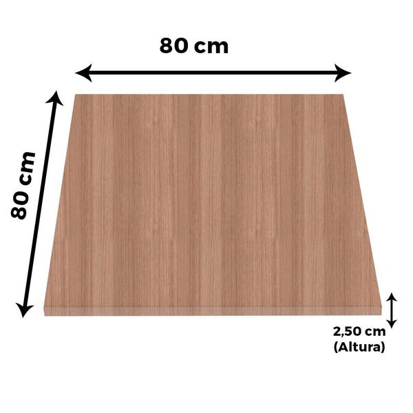 Imagem de Mesa Beta Inox 75 cm (Altura) Disco Redondo Tampo MDP Quadrado 80 cm (Larg) x 2,50 cm (Alt) Noce Naturalle