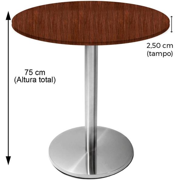 Imagem de Mesa Beta Inox 75 cm (Altura) Disco Redondo Tampo MDP Redondo 70 cm (Larg) x 2,50 cm (Alt) Escarlate