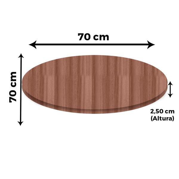 Imagem de Mesa Beta Inox 75 cm (Altura) Disco Redondo Tampo MDP Redondo 70 cm (Larg) x 2,50 cm (Alt) Walnut