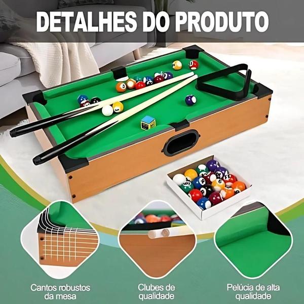 Imagem de Mesa Bilhar Completa Mini Sinuca Infantil Acessórios