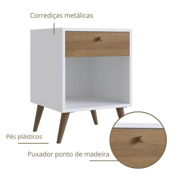 Imagem de Mesa Cabeceira 01 Gaveta 40cm Branco Mel PRODDY