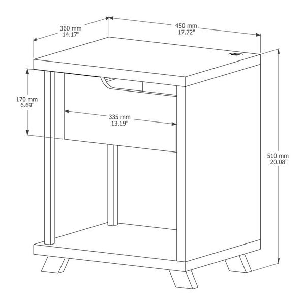 Imagem de Mesa Cabeceira 1010 Com Entrada USB Perola JB Bechara