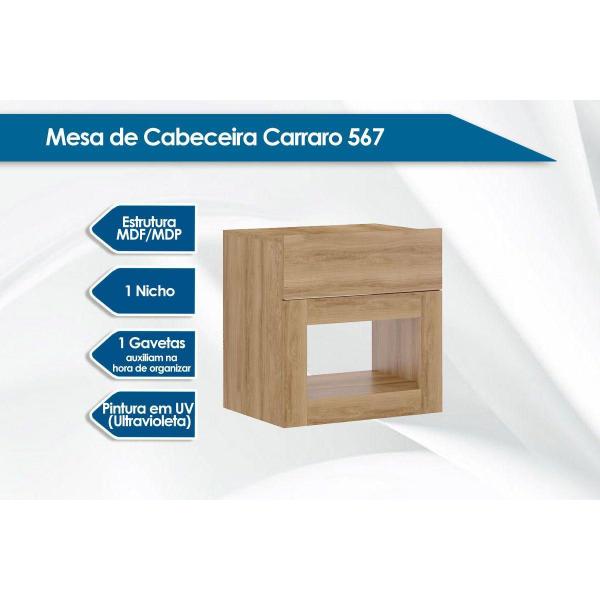 Imagem de Mesa Cabeceira 567 c/ 1 Gaveta Branco - Carraro