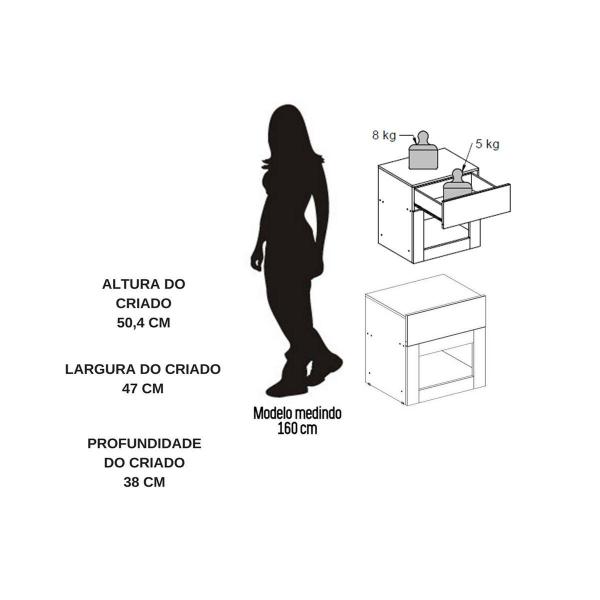 Imagem de Mesa Cabeceira 567 c/ 1 Gaveta Branco - Carraro