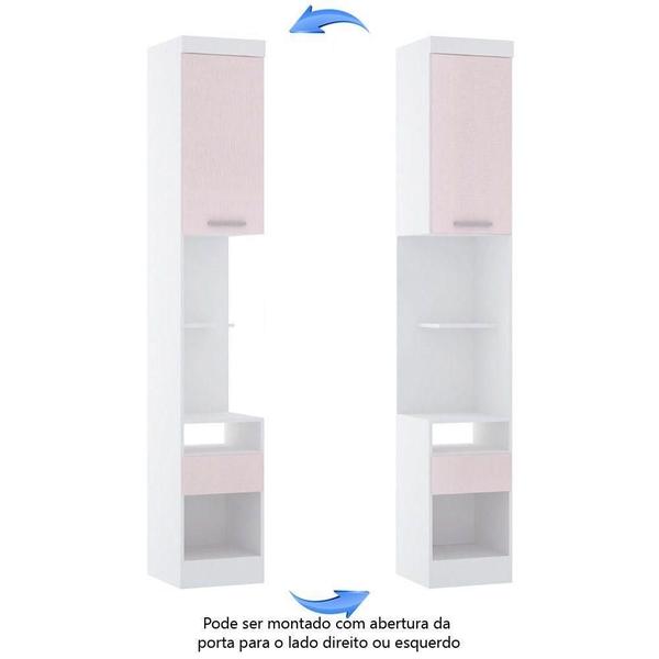 Imagem de Mesa Cabeceira Alta 38cm 1Porta 1Gaveta Alpes Branco/Rosa Pf