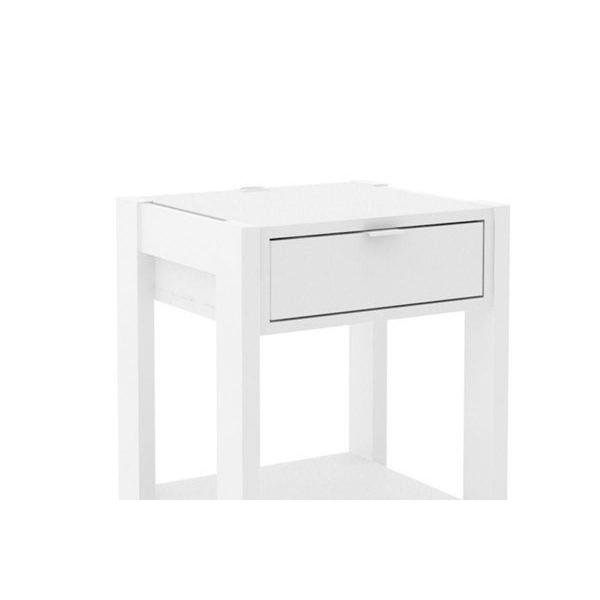 Imagem de Mesa Cabeceira AZ1016 c/ 1 Gaveta Amêndoa/Branco - Tecno Mobili