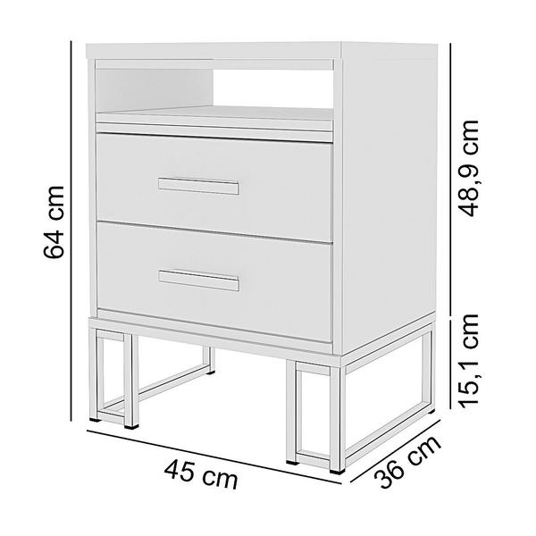 Imagem de Mesa cabeceira Bella  Luxo Pé industrial 45cm Cobre MDF100%