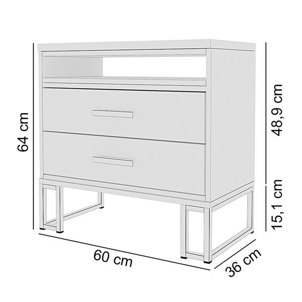 Imagem de Mesa cabeceira Bella MDF100% Luxo Branco  Pés  Dourados 60Cm