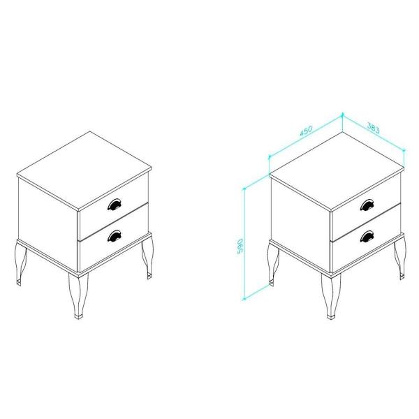 Imagem de Mesa Cabeceira Casal CL 4001 c/ 2 Gavetas Branco - Movelbento