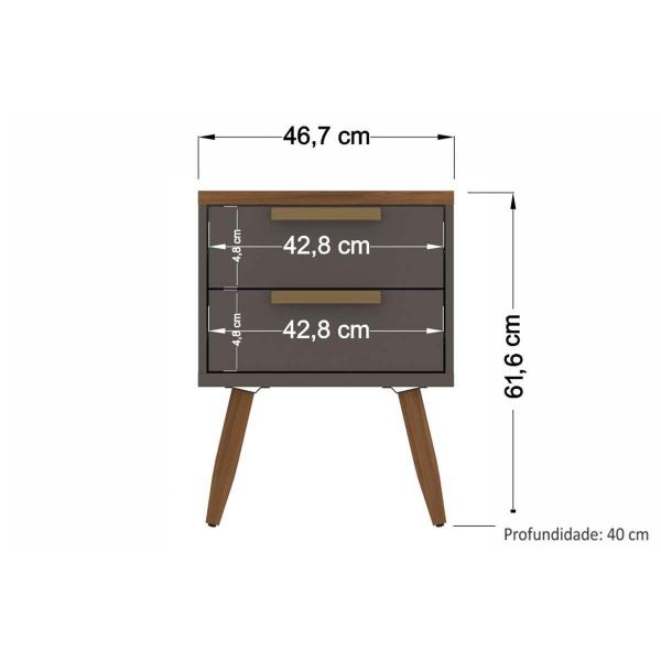 Imagem de Mesa Cabeceira Casal de New Conect c/ 2 Gavetas GrafitteJatoba - Santos Andirá