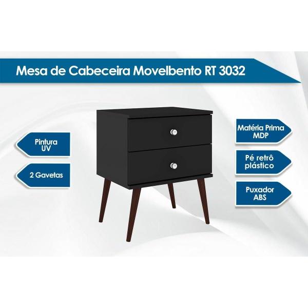 Imagem de Mesa Cabeceira Casal RT 3032 c/ 2 Gavetas Oliva - Movelbento