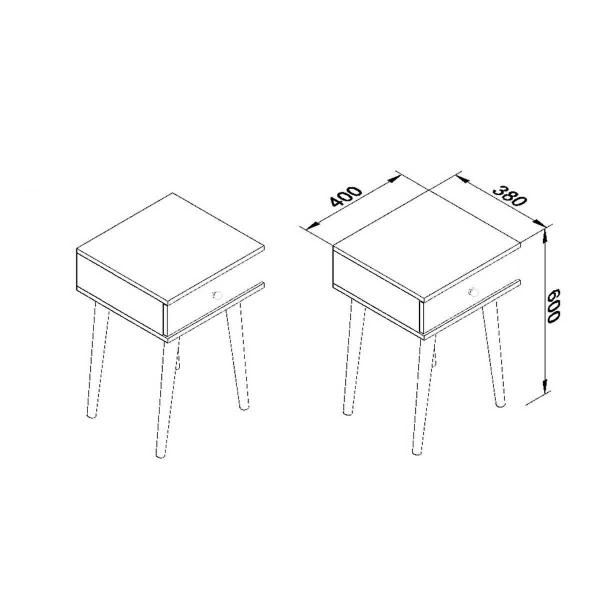 Imagem de Mesa Cabeceira Casal RT3072 c/ 1 Gaveta Preto - Movelbento