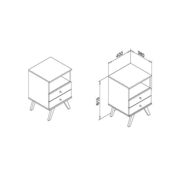 Imagem de Mesa Cabeceira Casal RT3103 c/ 2 Gavetas Rustico - Movelbento