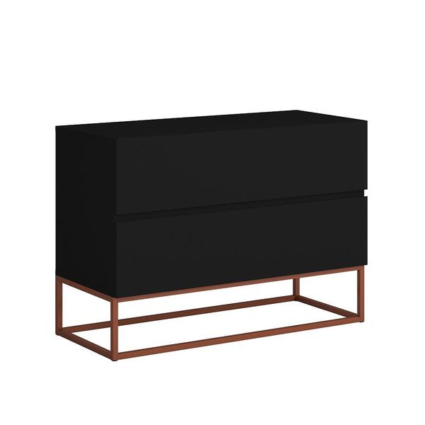 Imagem de Mesa Cabeceira Eros 60CM  2 Gavetas estilo Industrial Preto Pés Cobre