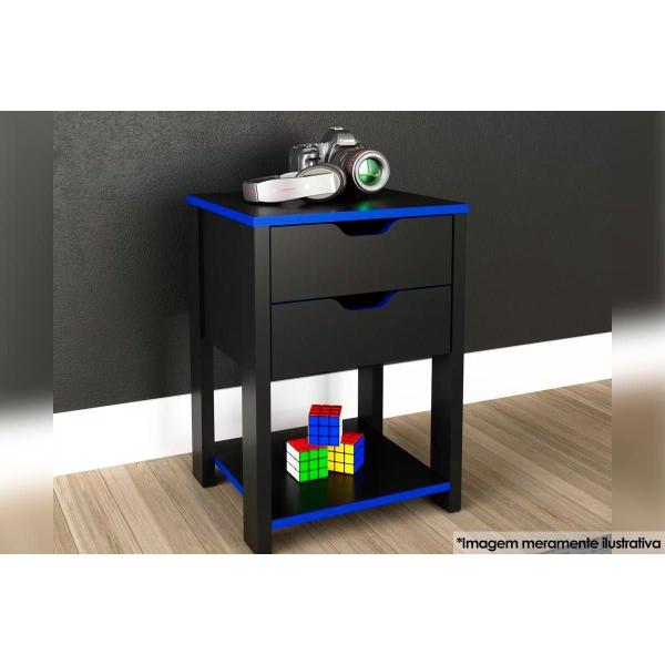 Imagem de Mesa Cabeceira Gamer ME4163 c/ 2 Gavetas Preto/Vermelho - Tecno Mobili