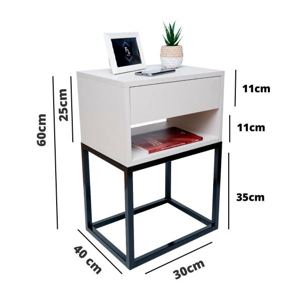 Imagem de Mesa Cabeceira Industrial 50 Base Preta - Enviamos Montado