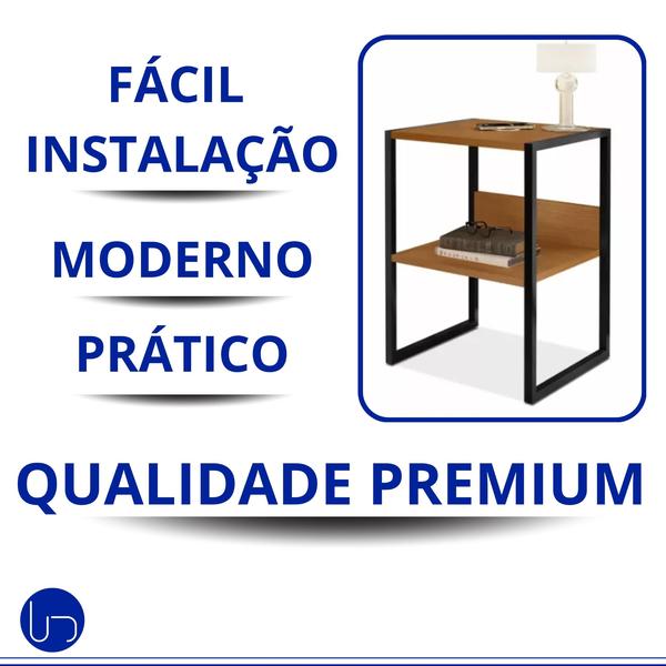 Imagem de Mesa Cabeceira Industrial Carregador Wireless Embutido Design Moderno Tecnologia Sofisticado Decoração  Quarto Contemporâneo, Utilika Distribuidora