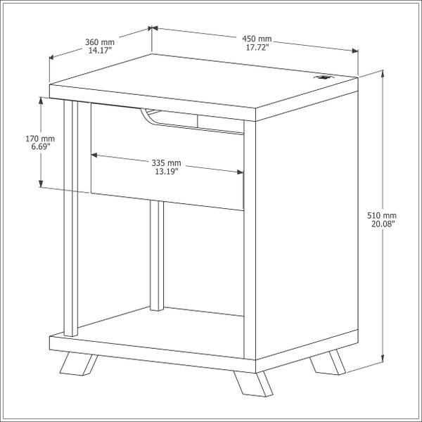 Imagem de Mesa Cabeceira JB 1010 MDP C/Entrada USB Nature JB Bechara