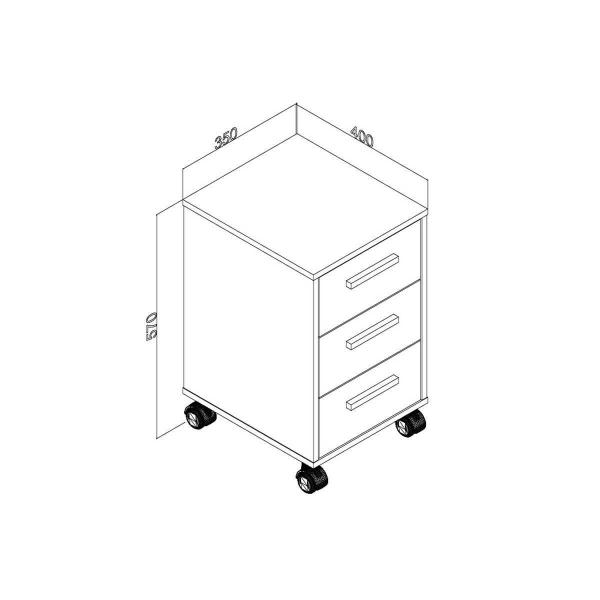 Imagem de Mesa Cabeceira MSM 450 c/ 3 Gavetas Branco - Movelbento