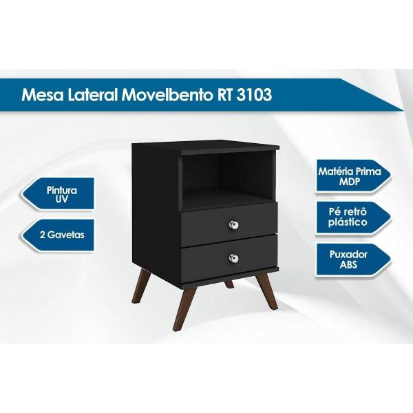 Imagem de Mesa Cabeceira RT3103 c/ 2 Gavetas Rustico - Movelbento