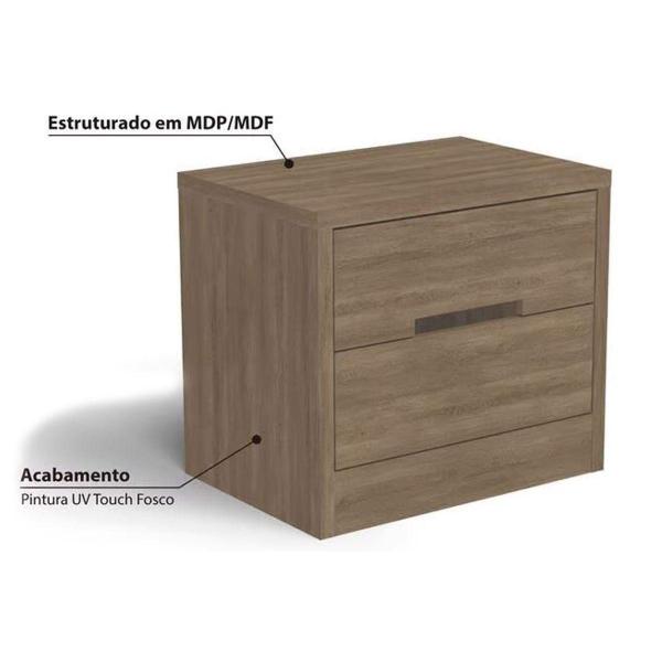 Imagem de Mesa Cabeceira S822 c/ 2 Gavetas Branco - Kappesberg