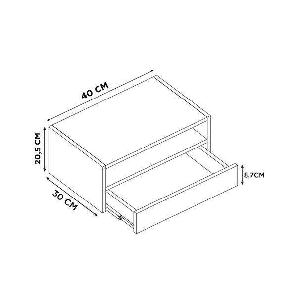 Imagem de Mesa Cabeceira Suspensa Gaveta Inferior E Nicho Mdf 40cm