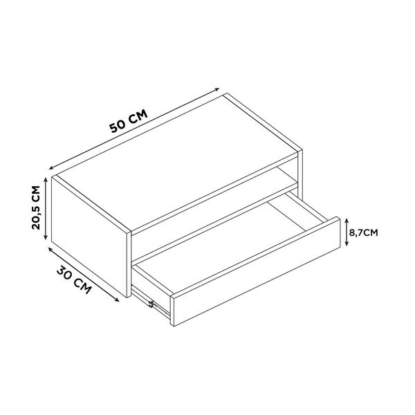 Imagem de Mesa Cabeceira Suspensa Gaveta Inferior E Nicho Mdf