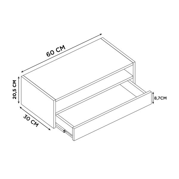 Imagem de Mesa Cabeceira Suspensa MDF Gaveta Inferior E Nicho Versátil