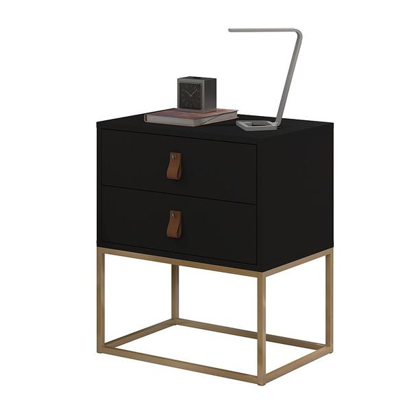 Imagem de mesa cabeceira unic 45Cm estilo industrial base de ferro dourado