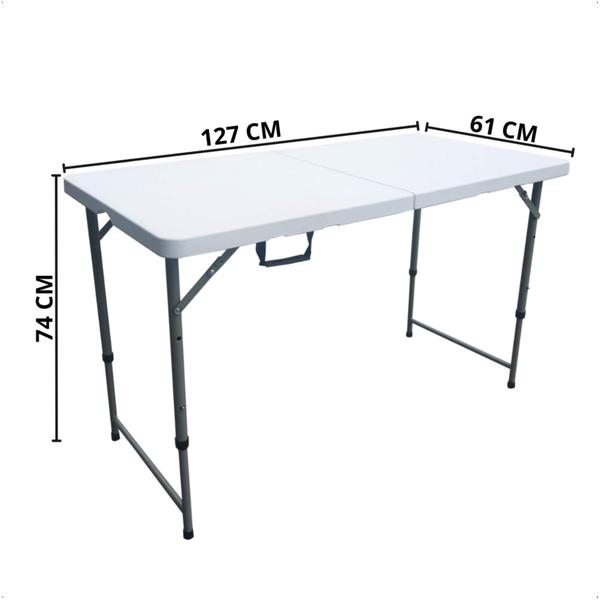 Imagem de Mesa Camping Dobrável Vira Maleta com Alça Prática Compacta Ajustável 61 x 127cm Importway - IWMCD