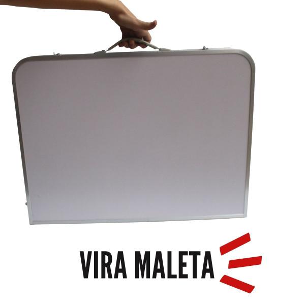 Imagem de Mesa Camping Dobrável Vira Maleta com Alça Prática Compacta Altura Ajustável 90x60x70cm Alumínio Importway - IWMCD9060