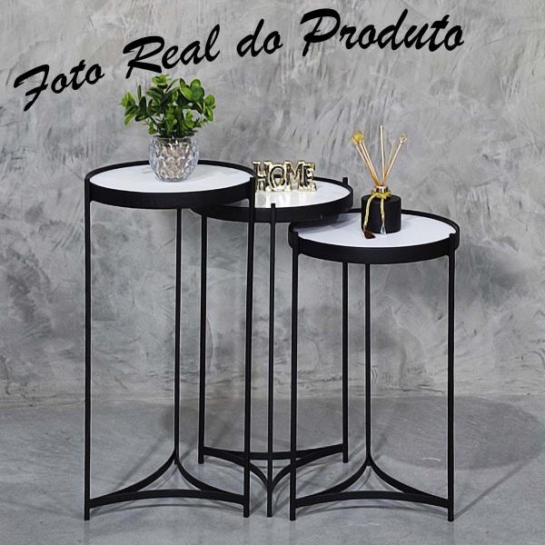 Imagem de Mesa Canto Lateral Kit Apoio Conjunto Decorativa Pequena Rustico Ambiente Recepção Casa