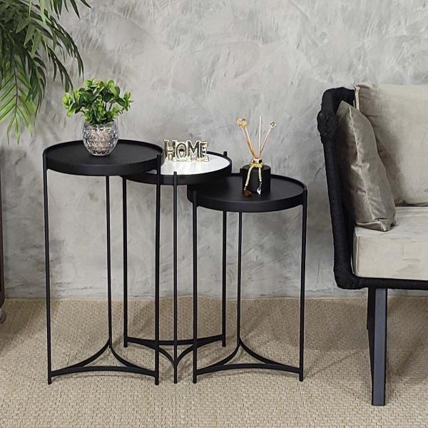 Imagem de Mesa Canto Lateral Kit Apoio Conjunto Decorativa Pequena Rustico Ambiente Recepção Casa