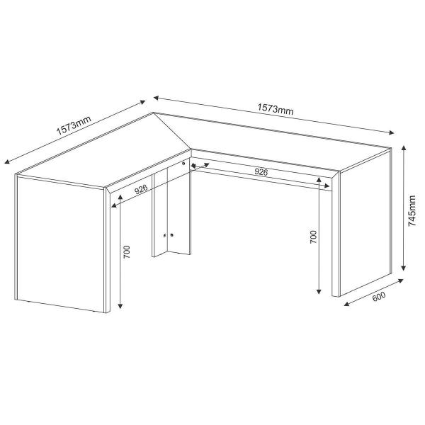 Imagem de Mesa Canto p/Escritório ME4116 Branco - Tecno Mobili