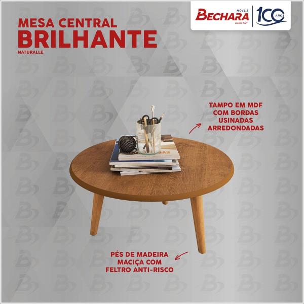 Imagem de Mesa Centro brilhante MDF Redonda Naturalle Bechara