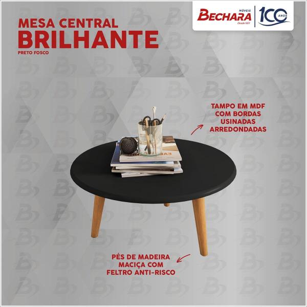 Imagem de Mesa Centro brilhante MDF Redonda Preto Fosco Bechara