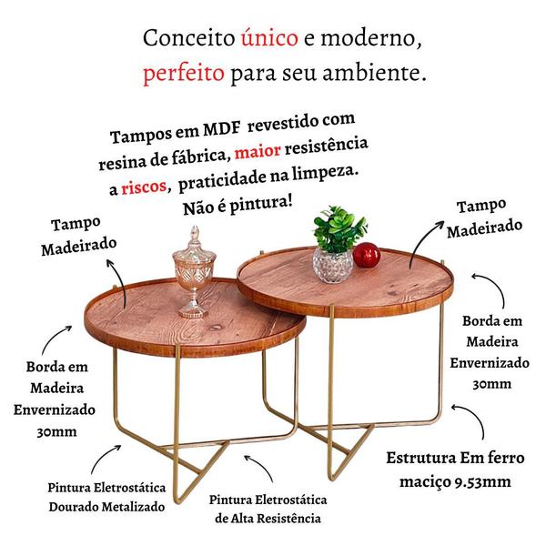 Imagem de Mesa Centro Canto Conjunto Apoio Mesinha Rustico Pequena Ambiente Casa Recepção