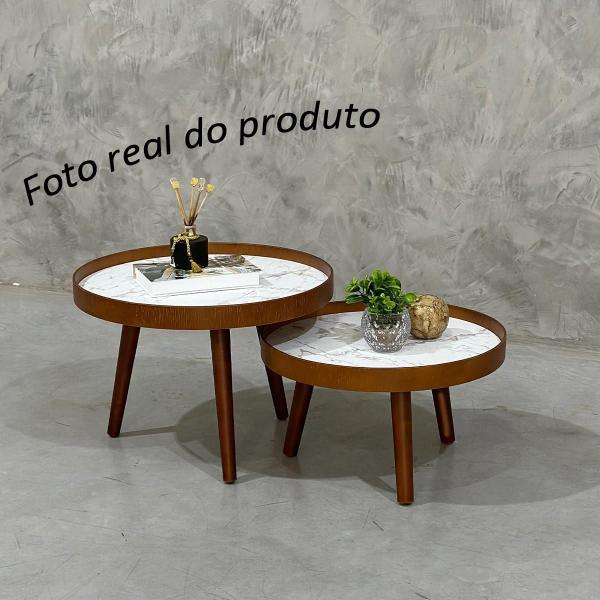 Imagem de Mesa Centro Madeira Pé Palito Sala Estar Redonda Escritório Mesinha Decorativa Recepção