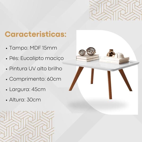 Imagem de Mesa Centro Pequena Retangular Estilo Moderno Madeira Preta Off White