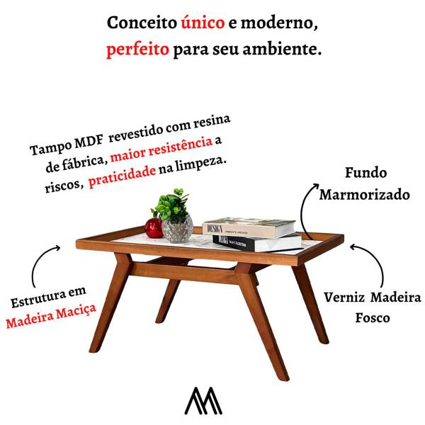 Imagem de Mesa Centro Sofisticada Sala Estar Decoração Sofá  Madeira Maciça Moderna Mesinha