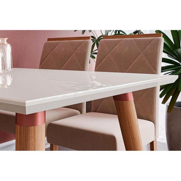 Imagem de Mesa Cimol Adele 130 c/4 Cad Fernanda Madeira/Off White/Nude