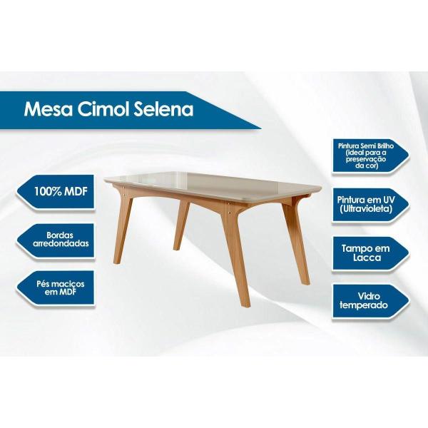 Imagem de Mesa Cimol Selena c/ Vidro 130cm Nature/Off White