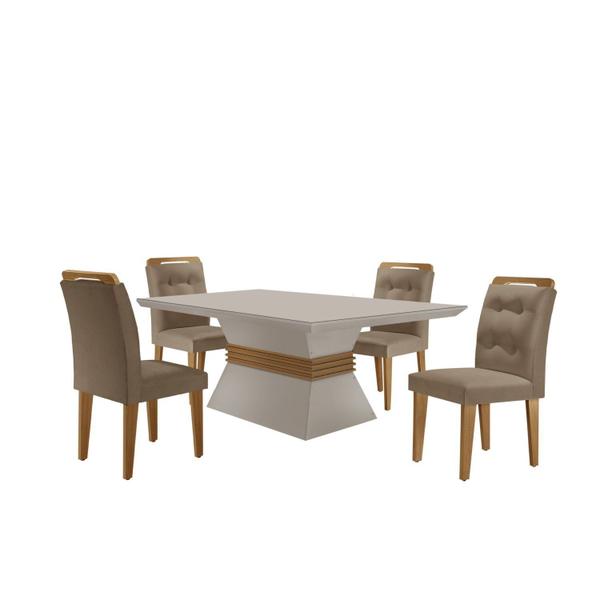 Imagem de Mesa Clarice 120 Tp Mdf Vidro/canto Reto 4 Cad Valentina