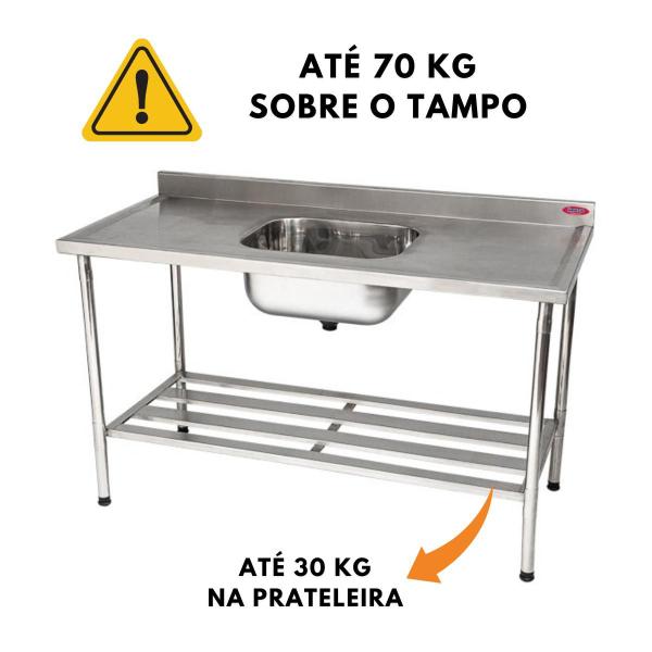 Imagem de Mesa Com 1 Cuba Pia Inox 150X70 Industrial Imeca